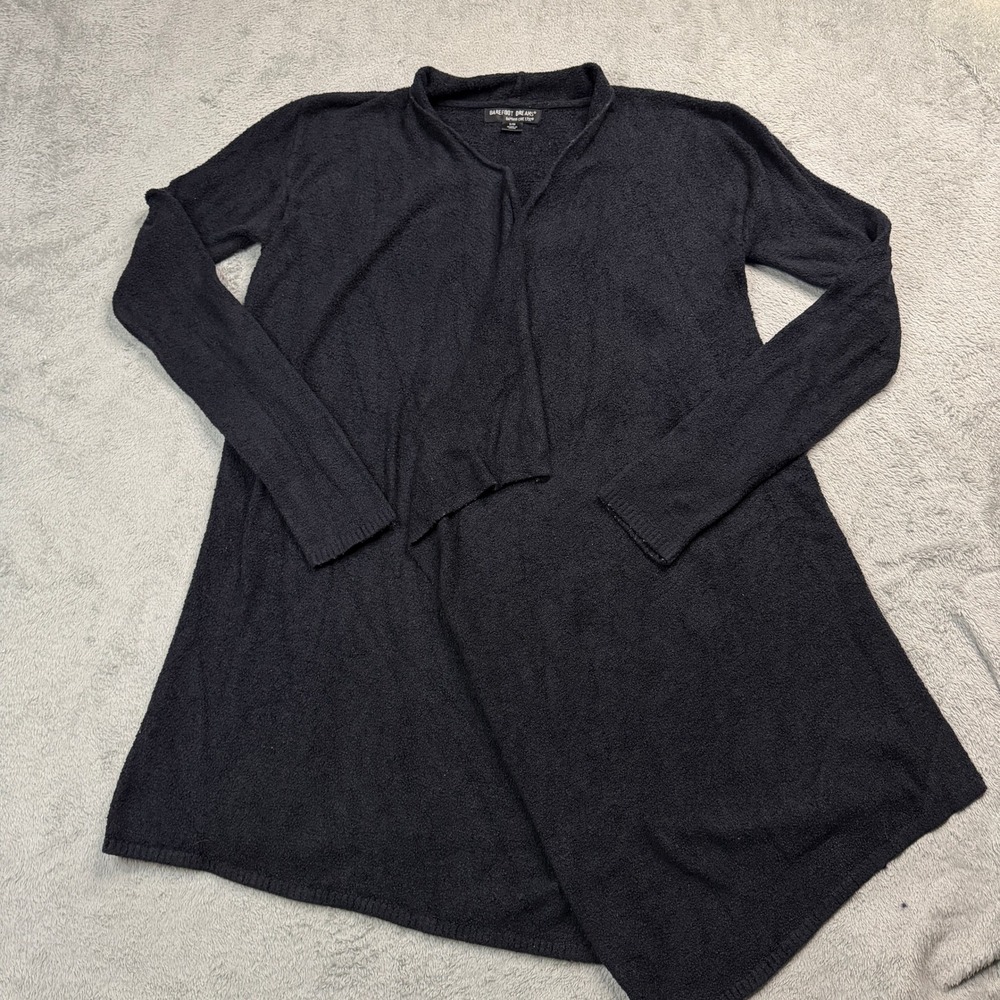 Barefoot Dreams Bamboo Chic Lite Open Front Cardigan Black S/M Waterfall Sweater